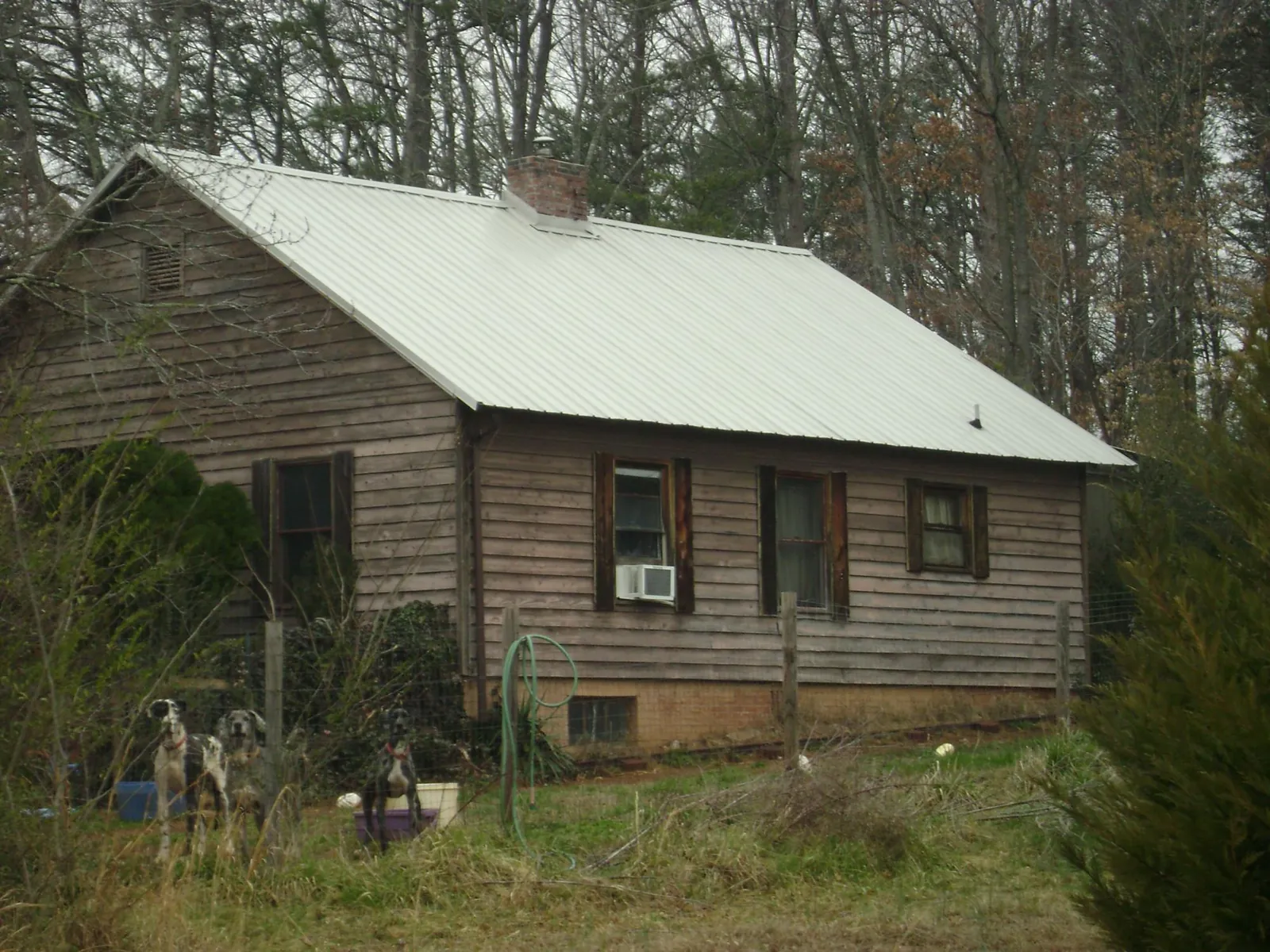 White metal roof on an old wood sided farmhouse, from a Metal Roof Installation job in Lester